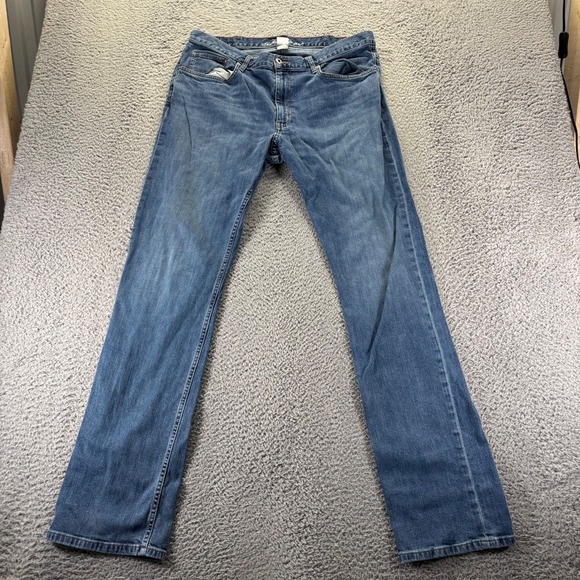 Eddie Bauer Jeans Mens 38x36 Blue Medium Wash Cotton Stretch Straight Workwear - Picture 1 of 11